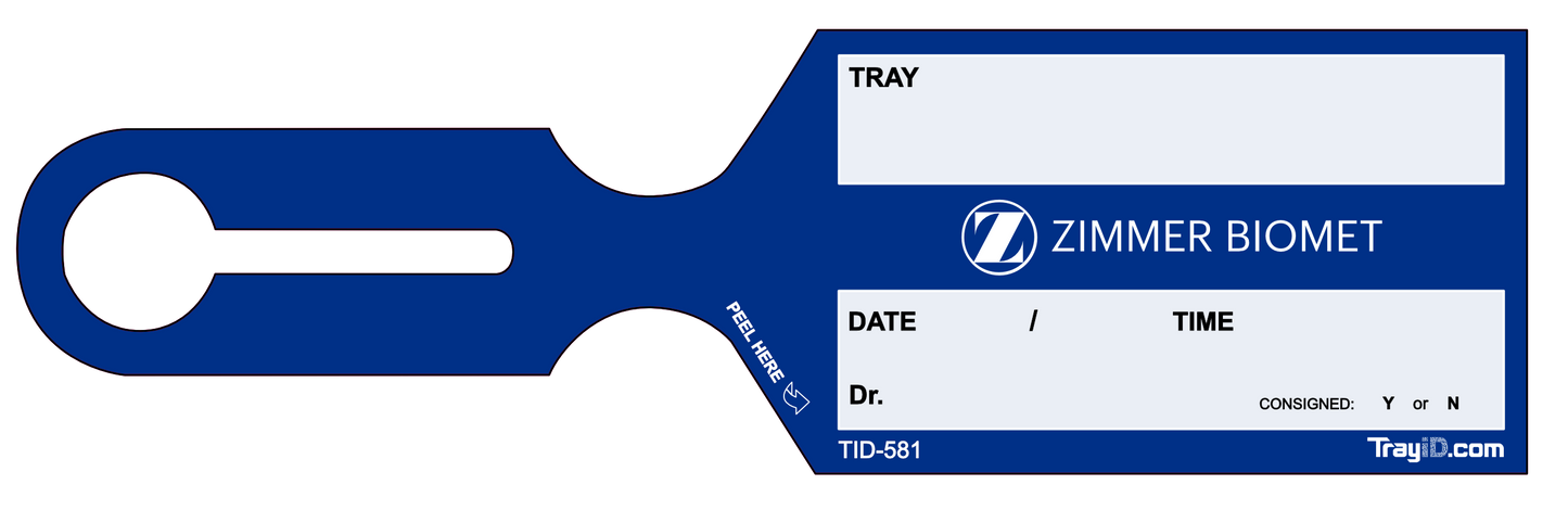 Zimmer Biomet Blue Vendor Tag — 500 Pack (TID-581)