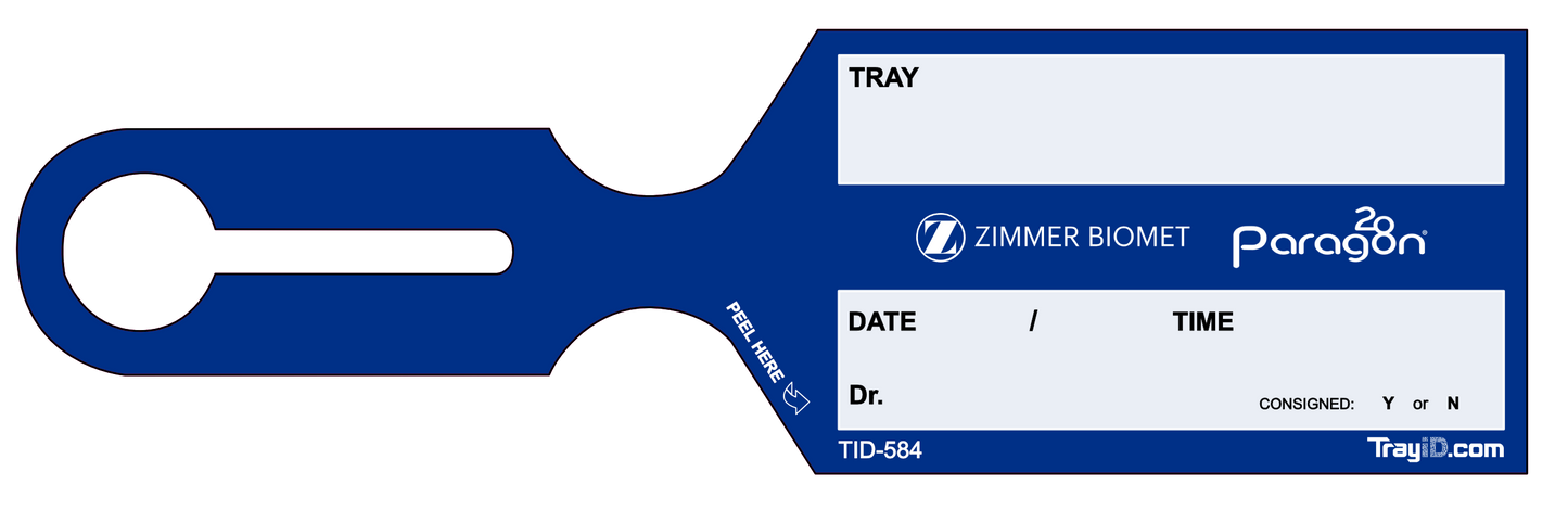 Zimmer Biomet / Paragon 28 Blue Vendor Tag — 500 Pack (TID-584)